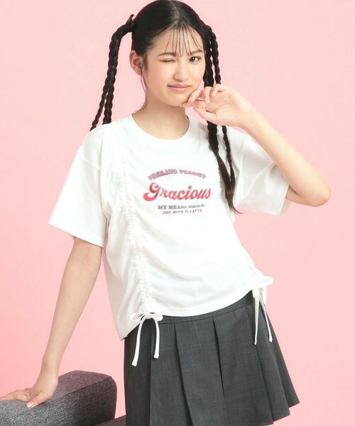 PINK-latte / ピンク ラテ Tシャツ | フロントドロストリボンTシャツ | 詳細7