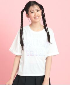 PINK-latte / ピンク ラテ Tシャツ | サテンアップリケカレッジTシャツ