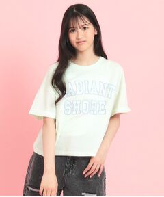 PINK-latte / ピンク ラテ Tシャツ | サテンアップリケカレッジTシャツ