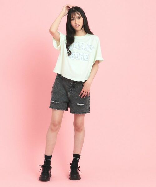 PINK-latte / ピンク ラテ Tシャツ | サテンアップリケカレッジTシャツ | 詳細15