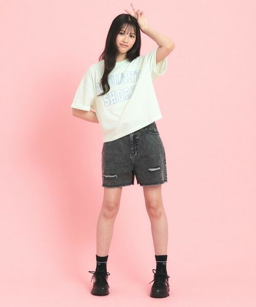 PINK-latte / ピンク ラテ Tシャツ | サテンアップリケカレッジTシャツ | 詳細16