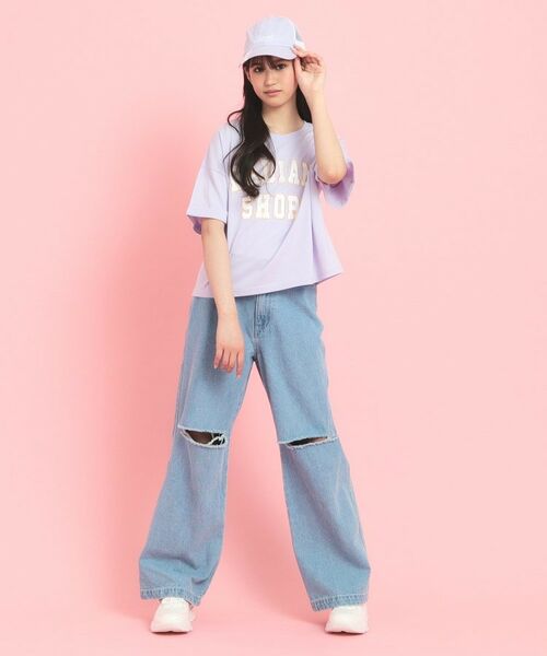 PINK-latte / ピンク ラテ Tシャツ | サテンアップリケカレッジTシャツ | 詳細19