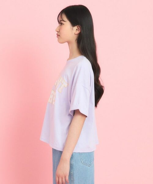 PINK-latte / ピンク ラテ Tシャツ | サテンアップリケカレッジTシャツ | 詳細2