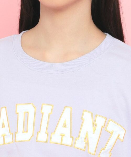 PINK-latte / ピンク ラテ Tシャツ | サテンアップリケカレッジTシャツ | 詳細4