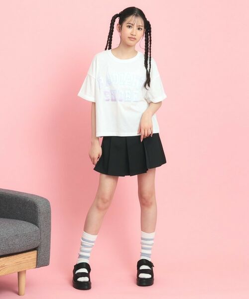 PINK-latte / ピンク ラテ Tシャツ | サテンアップリケカレッジTシャツ | 詳細8