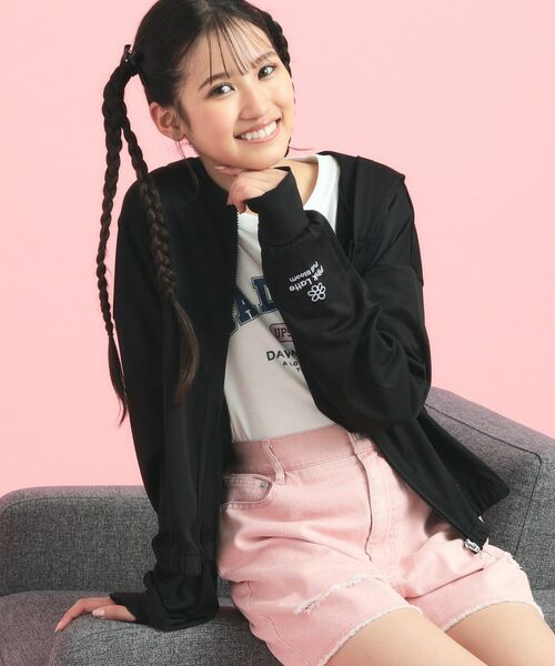 PINK-latte/ピンク ラテ シアーカノコパーカー ブラック(019) 16(160cm) PINK-latte/ピンク ラテ シアーカノコパーカー ブラック(019) 16(160cm)