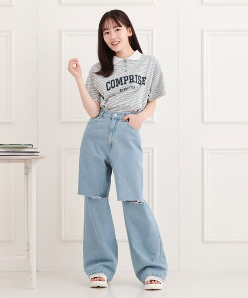 PINK-latte / ピンク ラテ デニムパンツ | 膝ダメージデニムパンツ | 詳細13