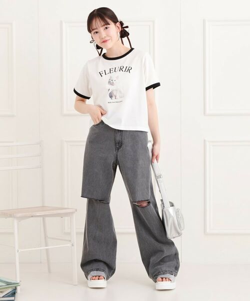 PINK-latte / ピンク ラテ デニムパンツ | 膝ダメージデニムパンツ | 詳細9