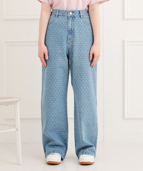 PINK-latte / ピンク ラテ デニムパンツ | ドット柄デニムパンツ | 詳細1