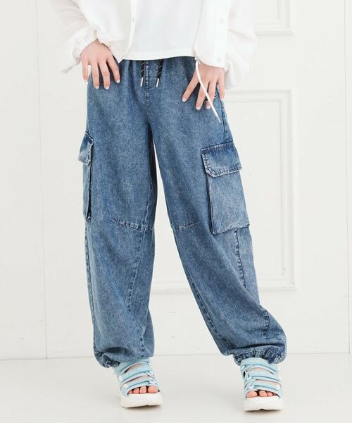 PINK-latte/ピンク ラテ デニムバレルカーゴパンツ ブルー(493) 13(130cm) PINK-latte/ピンク ラテ デニムバレルカーゴパンツ ブルー(493) 13(130cm)