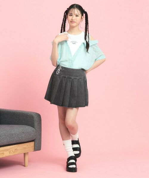 PINK-latte / ピンク ラテ ミニ・ひざ丈スカート | インパン付きダブルベルト風裾プリーツスカート | 詳細13