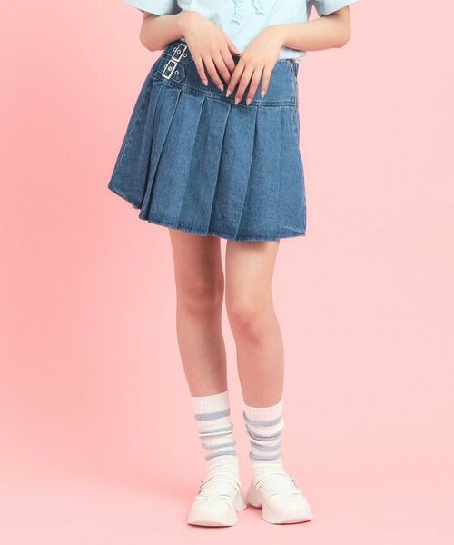 PINK-latte / ピンク ラテ ミニ・ひざ丈スカート | インパン付きダブルベルト風裾プリーツスカート | 詳細8