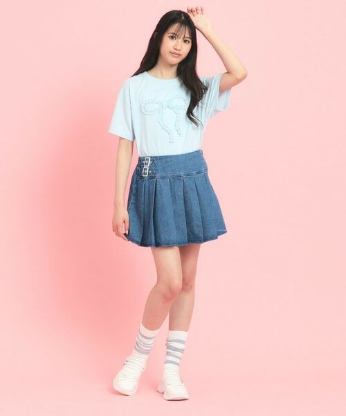 PINK-latte / ピンク ラテ ミニ・ひざ丈スカート | インパン付きダブルベルト風裾プリーツスカート | 詳細9