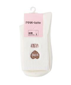 PINK-latte / ピンク ラテ ソックス | レオパードハート刺繍ショートソックス