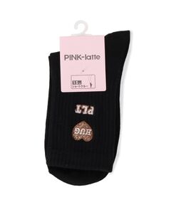 PINK-latte / ピンク ラテ ソックス | レオパードハート刺繍ショートソックス