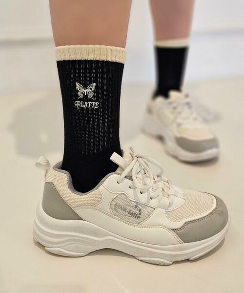 PINK-latte / ピンク ラテ ソックス | バタフライ刺繍ショートソックス | 詳細2