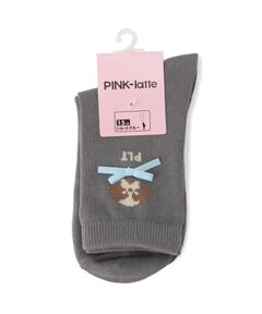 PINK-latte / ピンク ラテ ソックス | ワンちゃんリボンショートソックス