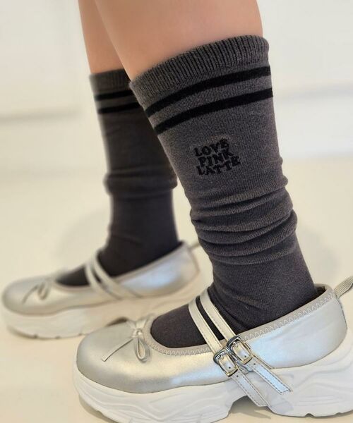 PINK-latte / ピンク ラテ ソックス | 【36cm丈】ロゴ刺繍ハイソックス | 詳細2