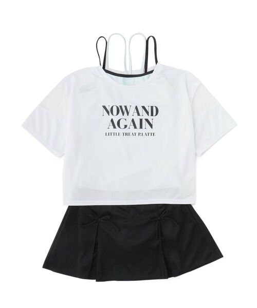 PINK-latte/ピンク ラテ 袖スリットT付タンキニ4点セット ホワイト(001) 16(160cm) PINK-latte/ピンク ラテ 袖スリットT付タンキニ4点セット ホワイト(001) 16(160cm)