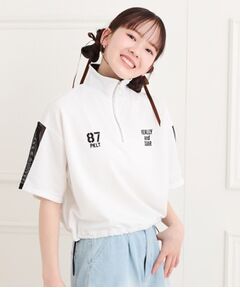 PINK-latte / ピンク ラテ カットソー | メッシュ切替ハーフジッププルオーバー