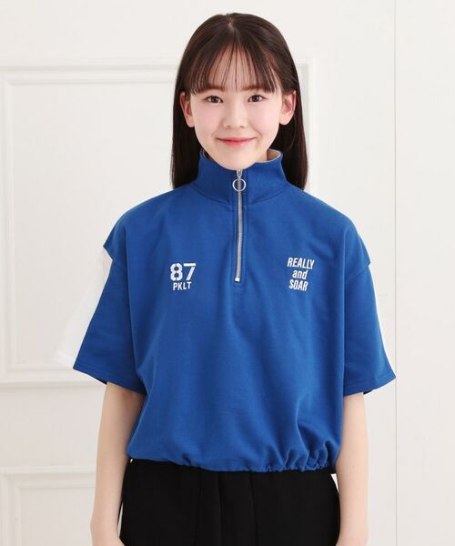 PINK-latte / ピンク ラテ カットソー | メッシュ切替ハーフジッププルオーバー | 詳細5