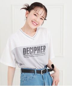 PINK-latte / ピンク ラテ Tシャツ | Vネック切替Tシャツ