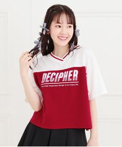 PINK-latte / ピンク ラテ Tシャツ | Vネック切替Tシャツ