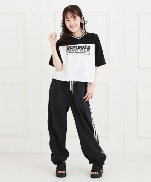 PINK-latte / ピンク ラテ Tシャツ | Vネック切替Tシャツ | 詳細12