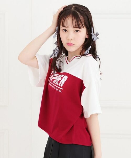 PINK-latte / ピンク ラテ Tシャツ | Vネック切替Tシャツ | 詳細15