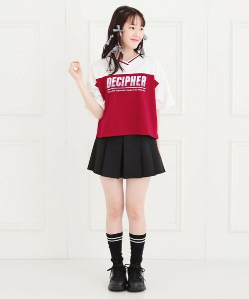 PINK-latte / ピンク ラテ Tシャツ | Vネック切替Tシャツ | 詳細16