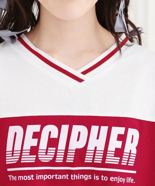 PINK-latte / ピンク ラテ Tシャツ | Vネック切替Tシャツ | 詳細4