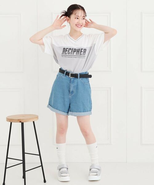 PINK-latte / ピンク ラテ Tシャツ | Vネック切替Tシャツ | 詳細8