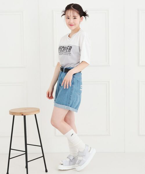 PINK-latte / ピンク ラテ Tシャツ | Vネック切替Tシャツ | 詳細9