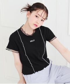 PINK-latte / ピンク ラテ カットソー | シアーレイヤード風テレコトップス