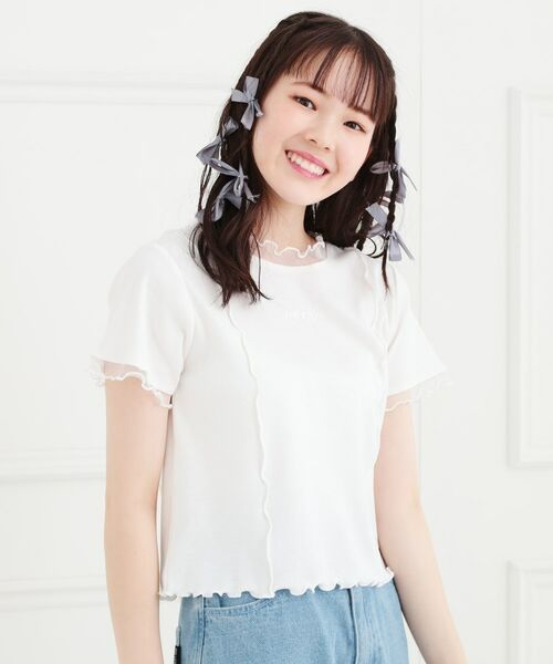 PINK-latte/ピンク ラテ シアーレイヤード風テレコトップス オフホワイト(003) 16(160cm)