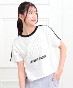 PINK-latte / ピンク ラテ Tシャツ | ラインストーンナンバリングTシャツ