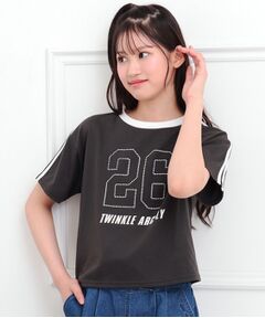 PINK-latte / ピンク ラテ Tシャツ | ラインストーンナンバリングTシャツ