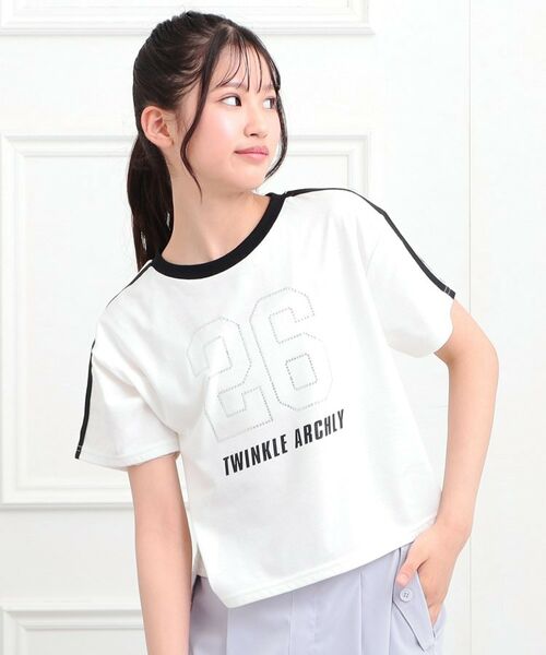セール】 ラインストーンナンバリングTシャツ （Tシャツ）｜PINK