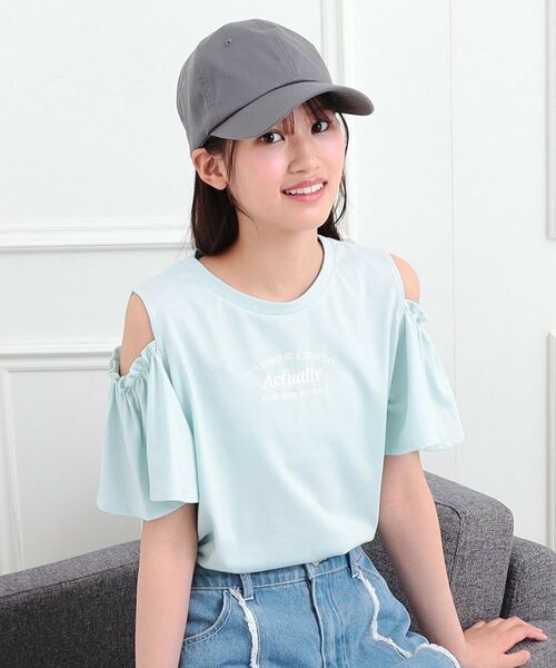 PINK-latte/ピンク ラテ 肩あきフレアスリーブトップス ミントグリーン(021) 16(160cm) PINK-latte/ピンク ラテ 肩あきフレアスリーブトップス ミントグリーン(021) 16(160cm)