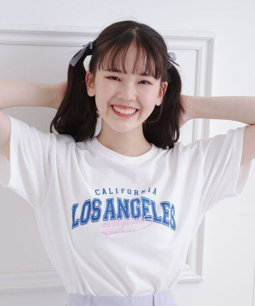 PINK-latte/ピンク ラテ カレッジロゴTシャツ オフホワイト(003) 16(160cm) PINK-latte/ピンク ラテ カレッジロゴTシャツ オフホワイト(003) 16(160cm)