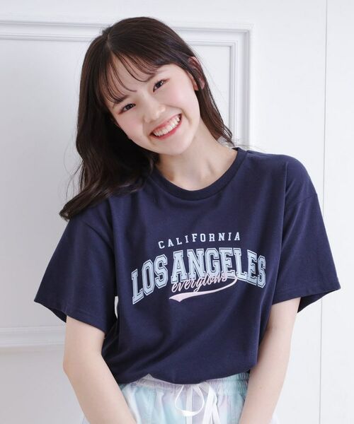 PINK-latte / ピンク ラテ Tシャツ | カレッジロゴTシャツ(ネイビー(094))