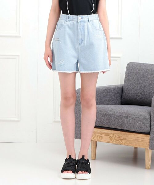 PINK-latte / ピンク ラテ ショート・ハーフ・半端丈パンツ | らくがき刺繍フリンジショートパンツ | 詳細1