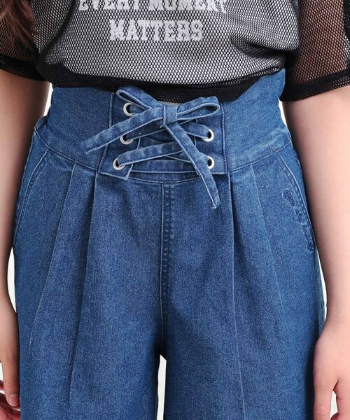 PINK-latte / ピンク ラテ ショート・ハーフ・半端丈パンツ | フロントレースアップキュロット | 詳細4