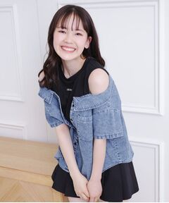 PINK-latte / ピンク ラテ シャツ・ブラウス | 肩あきデニムドッキングシャツ