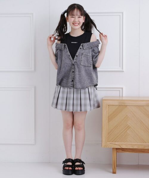 PINK-latte / ピンク ラテ シャツ・ブラウス | 肩あきデニムドッキングシャツ | 詳細10