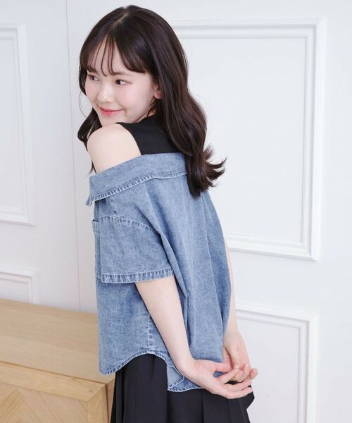 PINK-latte / ピンク ラテ シャツ・ブラウス | 肩あきデニムドッキングシャツ | 詳細12