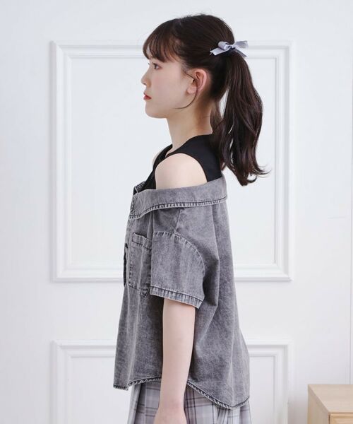 PINK-latte / ピンク ラテ シャツ・ブラウス | 肩あきデニムドッキングシャツ | 詳細2