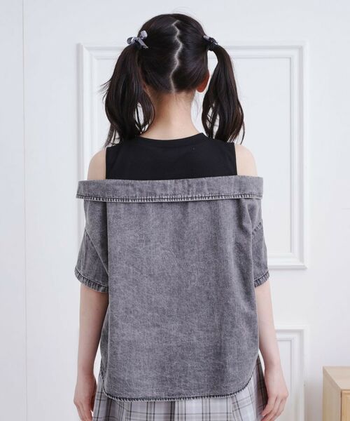 PINK-latte / ピンク ラテ シャツ・ブラウス | 肩あきデニムドッキングシャツ | 詳細3