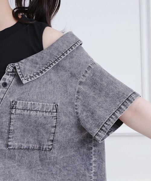 PINK-latte / ピンク ラテ シャツ・ブラウス | 肩あきデニムドッキングシャツ | 詳細5