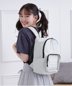大和屋　ナイロンリュック(ベア柄)白 ミニポーチ(グレー)セット バックパック トートバッグ レディース リュック 小さめ 軽量